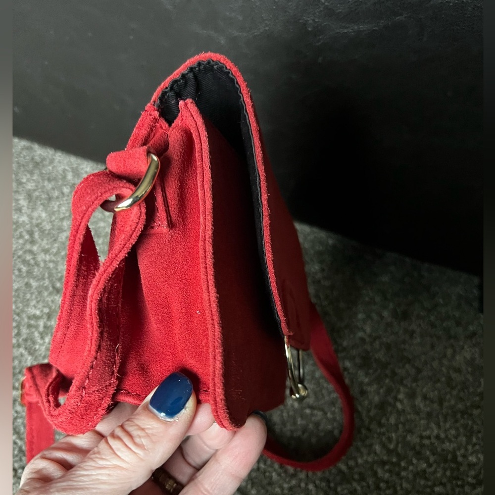 ASOS Maroon Red Suede Ring and Ball Crossbody Bag - Picture 6 of 15